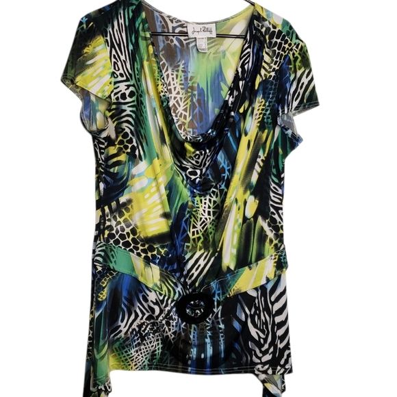 Joseph Ribkoff  Women's Multicolour Animal Pattern Short Sleeve Top Size 16 - Picture 1 of 12